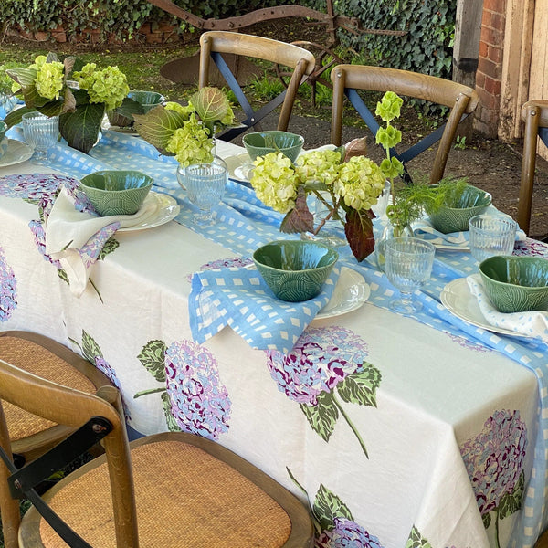 Linen Tablecloth | Hydrangea - Bright Threads - Coco Blue
