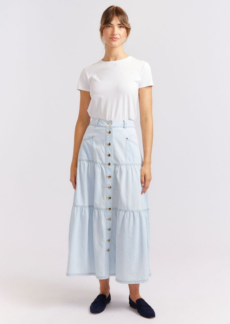 Lotus Skirt | Pale Blue Denim - Alessandra - Coco Blue