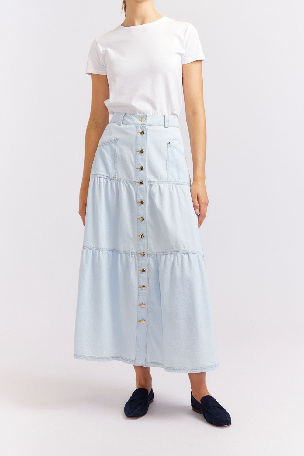 Lotus Skirt | Pale Blue Denim - Alessandra - Coco Blue