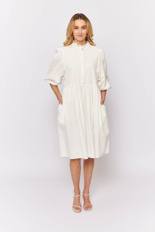 Lume Dress | White Denim - Alessandra - Coco Blue