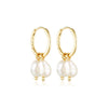 Mala pearl Huggie Earrings | Gold - Linda Tahija - Coco Blue