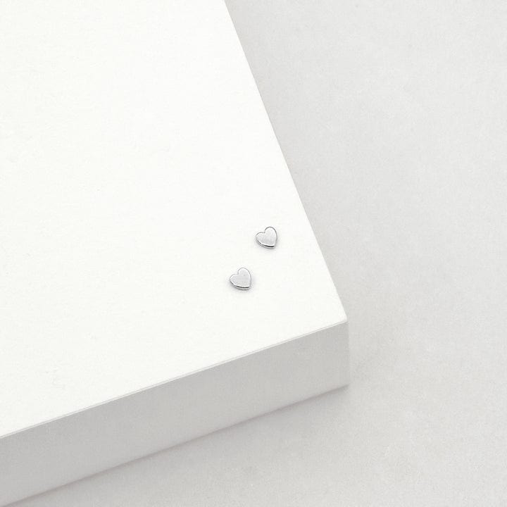Micro Heart Stud Earrings | Silver - Linda Tahija - Coco Blue