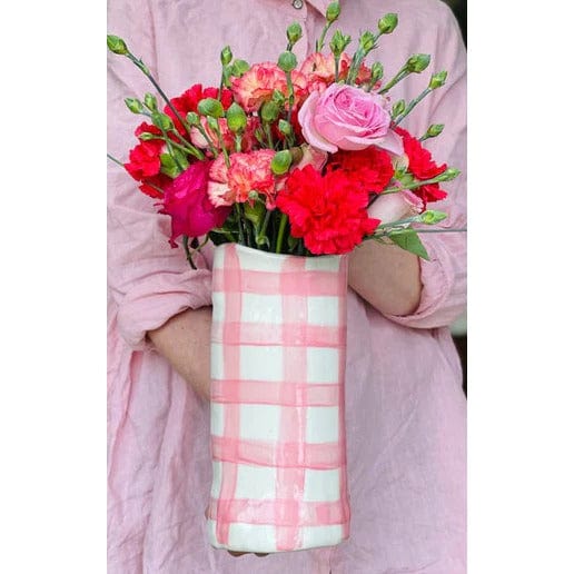 Noss Vase | Large | Pink Gingham - Noss & Co - Coco Blue