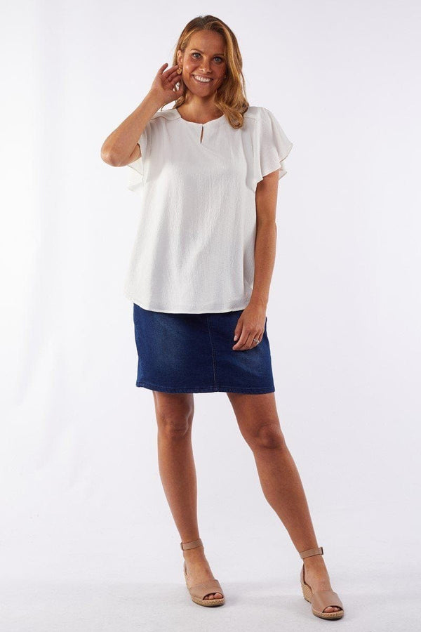 Queenie Top | White - Elm - Coco Blue