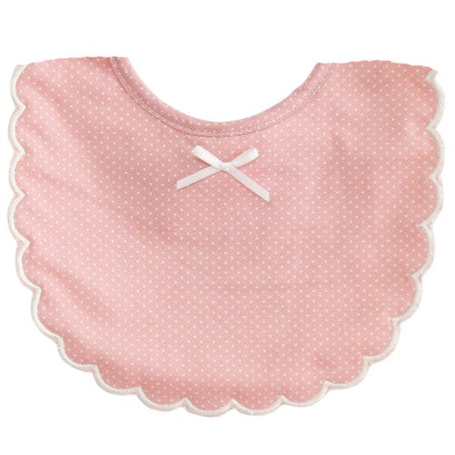Scallop Edge Bib | Pink Ivory Spot - Alimrose - Coco Blue