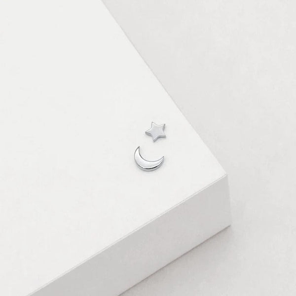 Star & Moon Stud Earrings | Silver - Linda Tahija - Coco Blue
