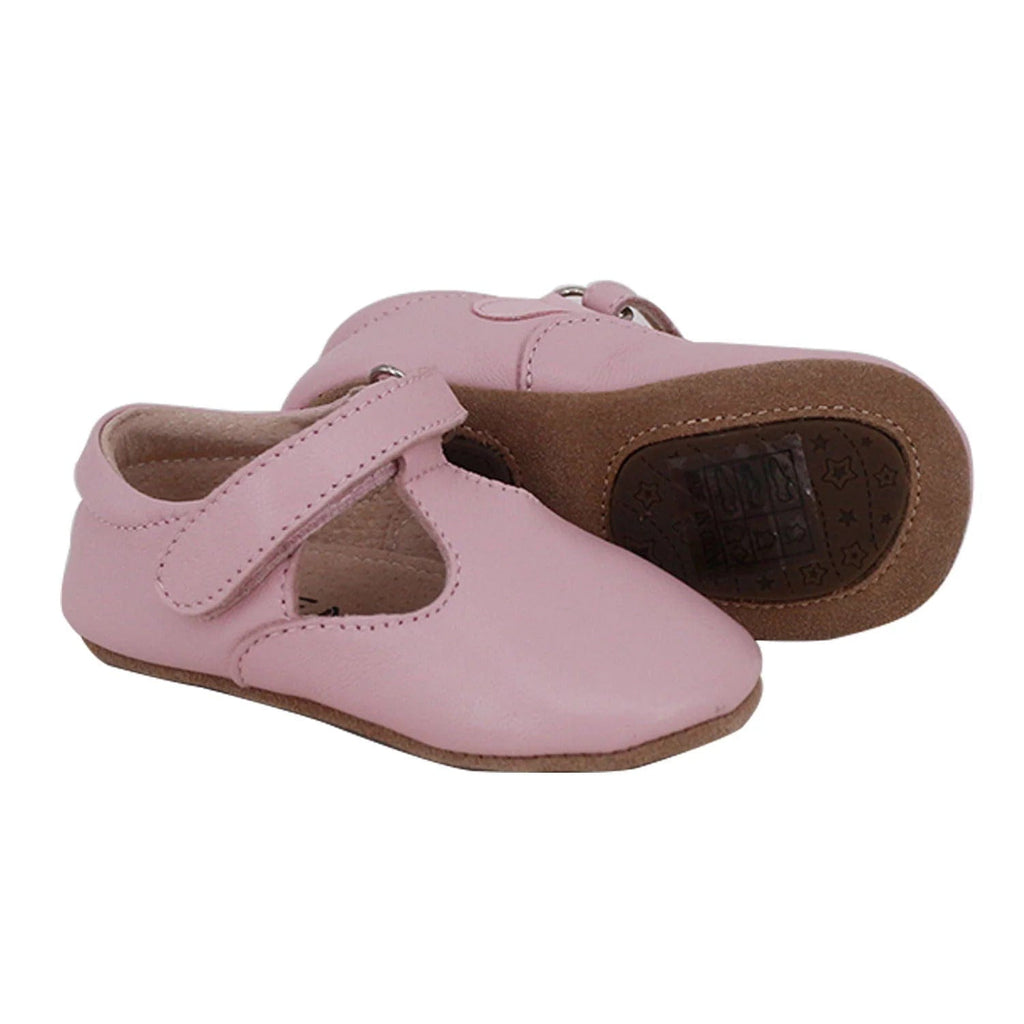 T-Bar Pre-Walker Shoes | Pink Leather - Skeanie - Coco Blue