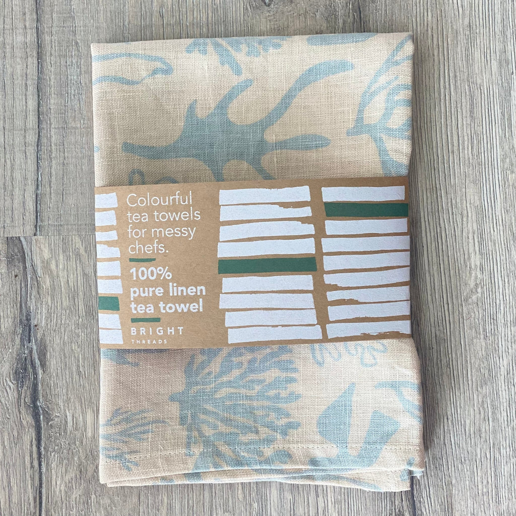 Tea Towel | Coral Sea | Chambray - Bright Threads - Coco Blue