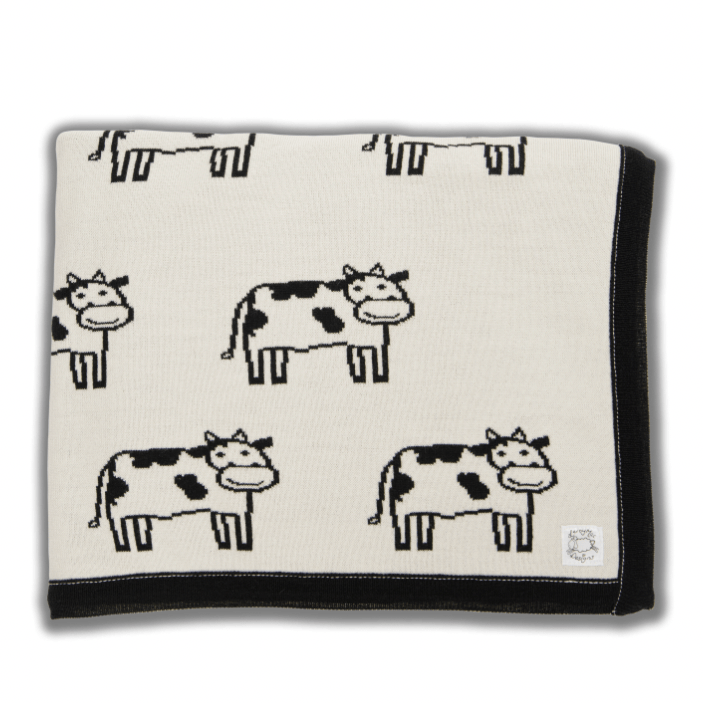 Woollen Baby Blanket | Black Cow - Leroy Mac - Coco Blue