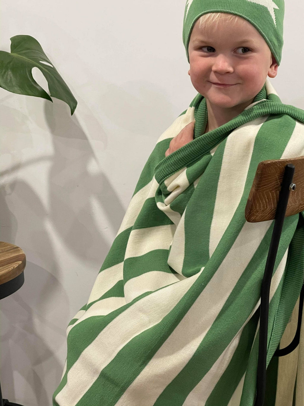 Woollen Baby Blanket | Green Stripes - Leroy Mac - Coco Blue