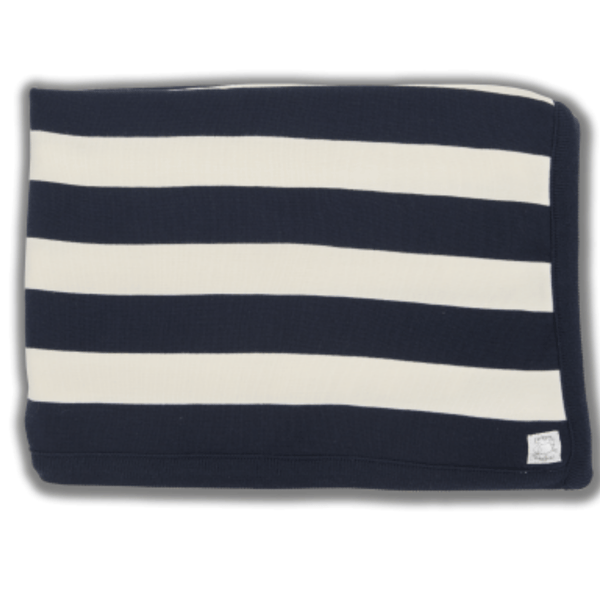 Woollen Baby Blanket | Navy & Cream Stripes - Leroy Mac - Coco Blue